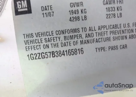 2008 Pontiac G6 from USA, damaged, VIN 1G2ZG57B384165816